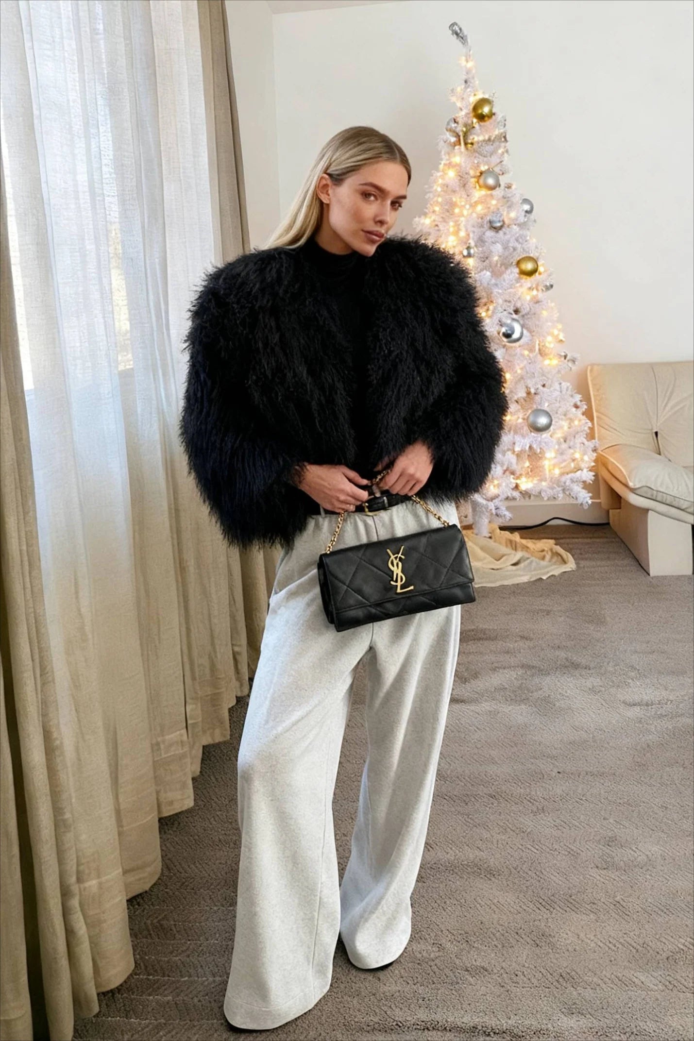 Warm White Short Faux Fur Winter Coat