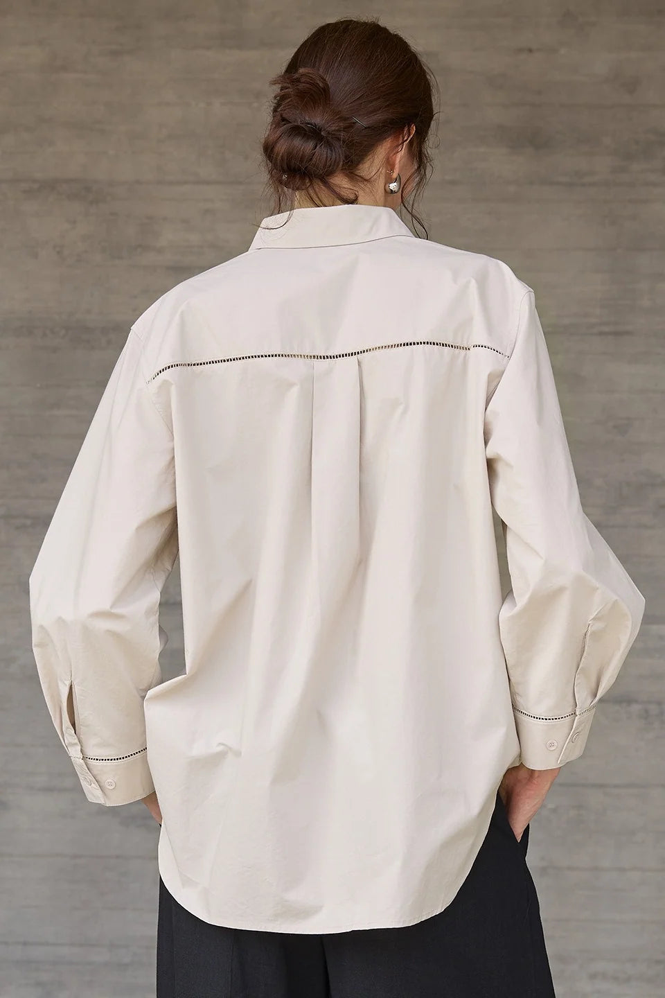 Premium Cotton White Oversized Collared Long Sleeve Blouse
