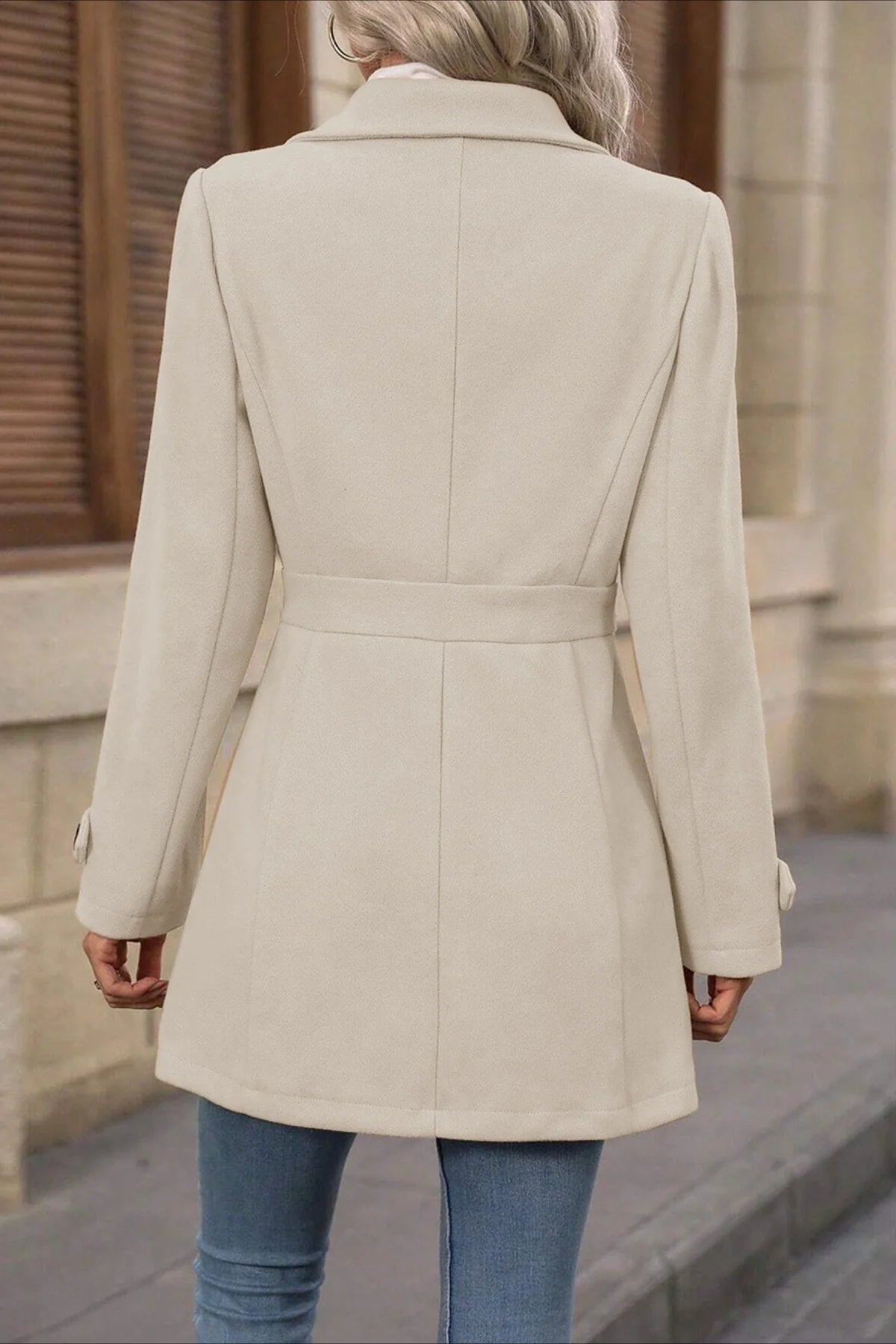 Midi Wool Blend Belted Notch Lapel Coat