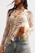 Lace Sheer Slim Unique Design Elegant Workwear Blouse