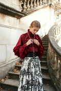 Dark Frill Batwing Sleeve Top
