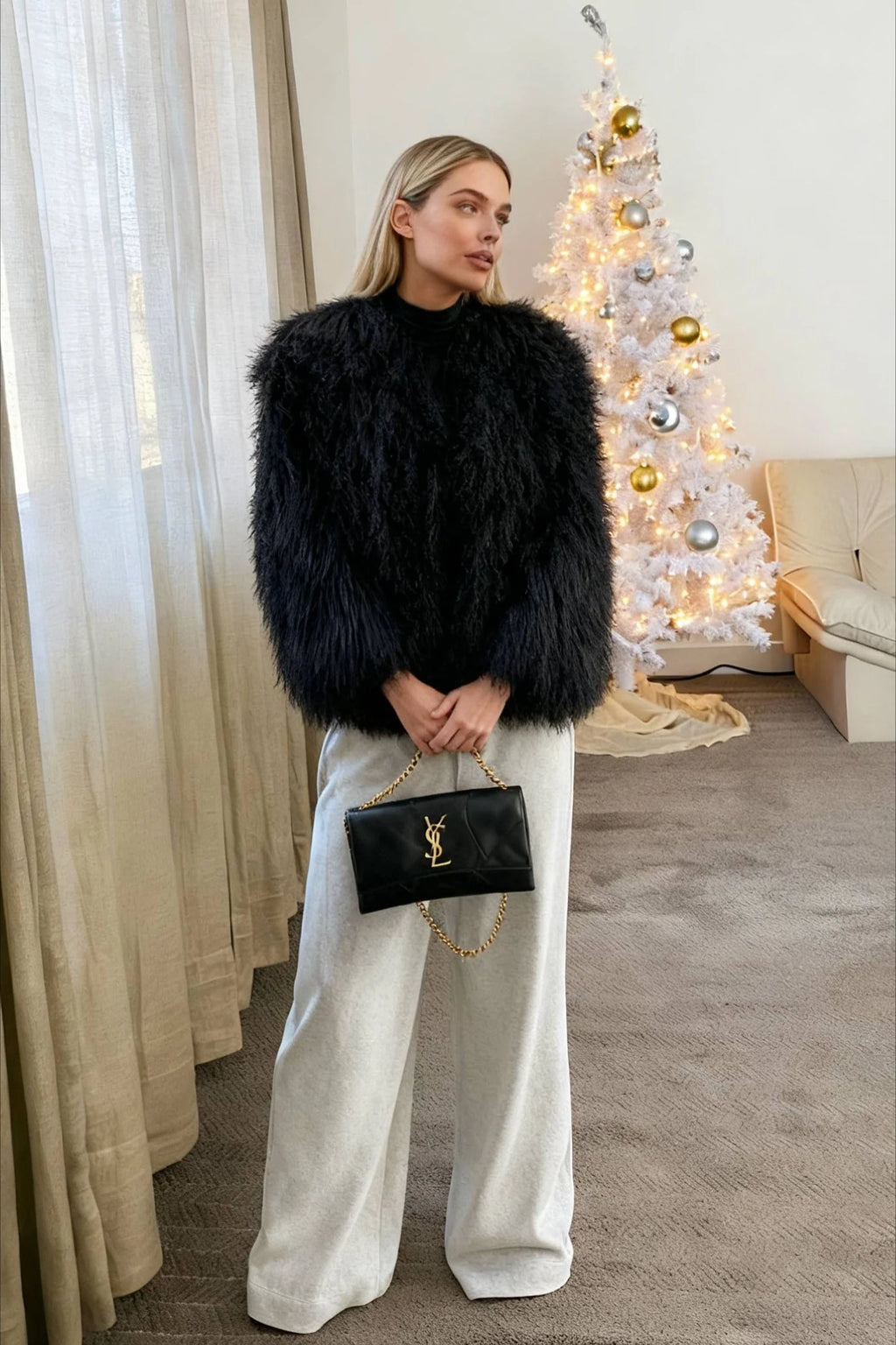Warm White Short Faux Fur Winter Coat