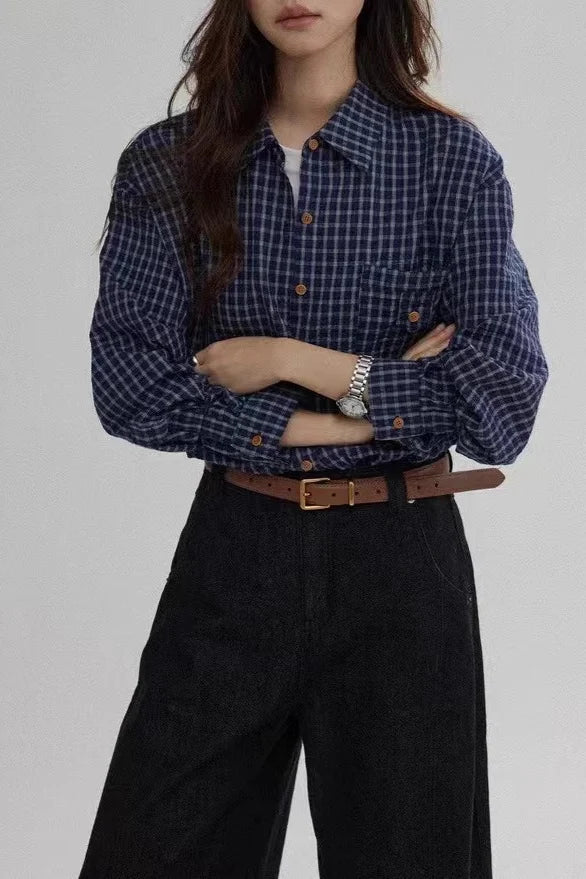 Plaid Relaxed Fit Versatile Premium Elegance Blouse