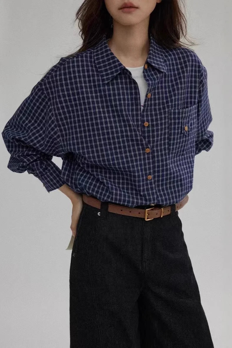Plaid Relaxed Fit Versatile Premium Elegance Blouse