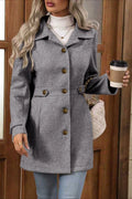 Midi Wool Blend Belted Notch Lapel Coat