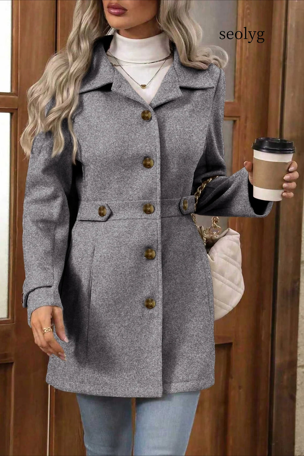 Midi Wool Blend Belted Notch Lapel Coat