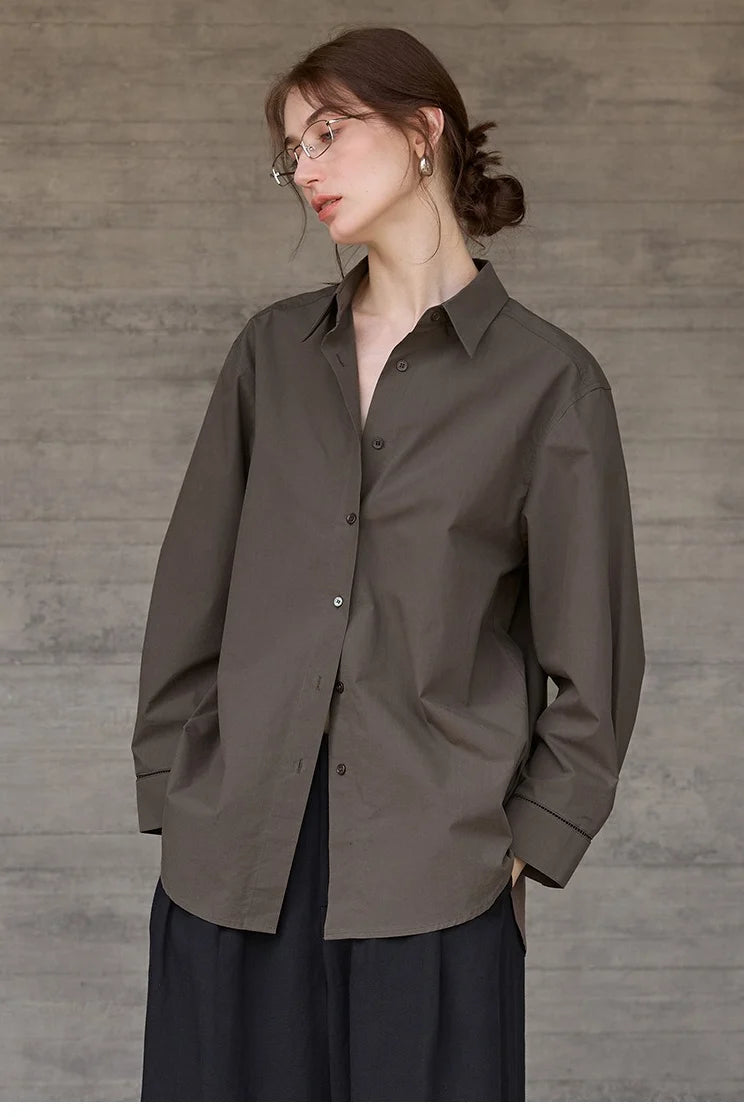 Premium Cotton White Oversized Collared Long Sleeve Blouse